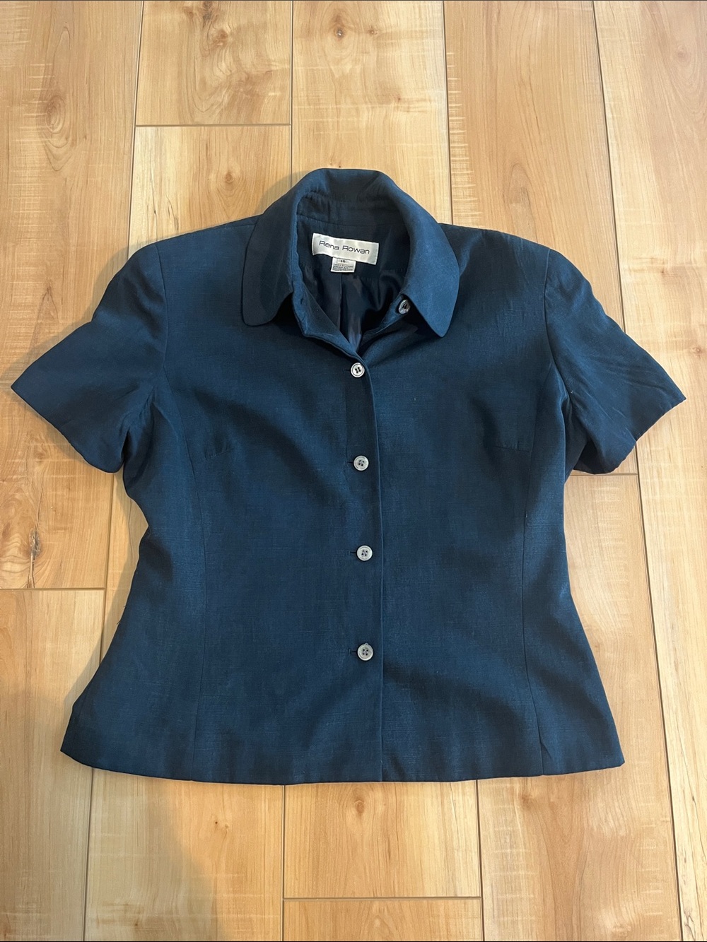 Rena Rowan Navy Short-Sleeve Button-Down Shirt